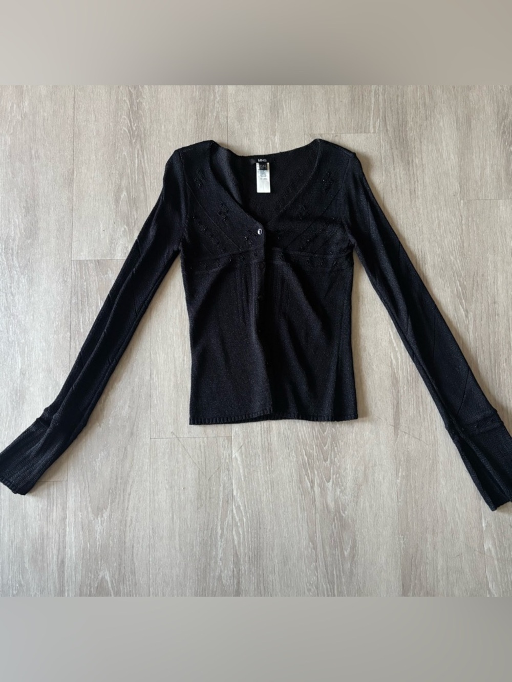 ✨ VINTAGE MANGO Y2K BLACK SHEER CARDIGAN XS — FAIRYCORE DREAMCORE ✨